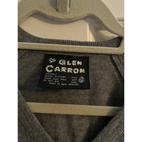 Glen Carron V Neck Wool Sweater Mens XXL Gray 100% Pure New Wool Vintage - Picture 2 of 7